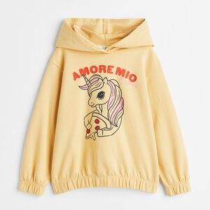 H&M Yellow Unicorn Pizza Hoodie Size 2T
